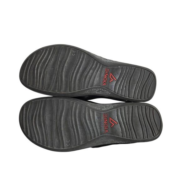 Vionic High Tide Foil Flip Flop Thong Sandals TVW4895 Black Silver Sz 8 - Picture 14 of 16